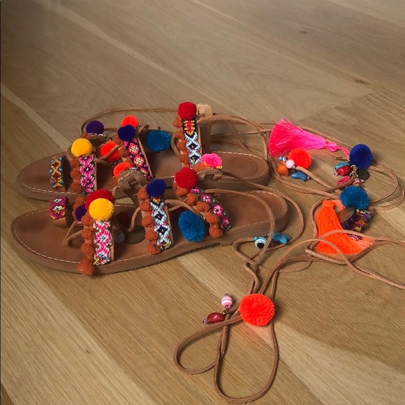 CJ Laing One of a Kind Pompom Gladiator Sandals - Picture 3 of 9